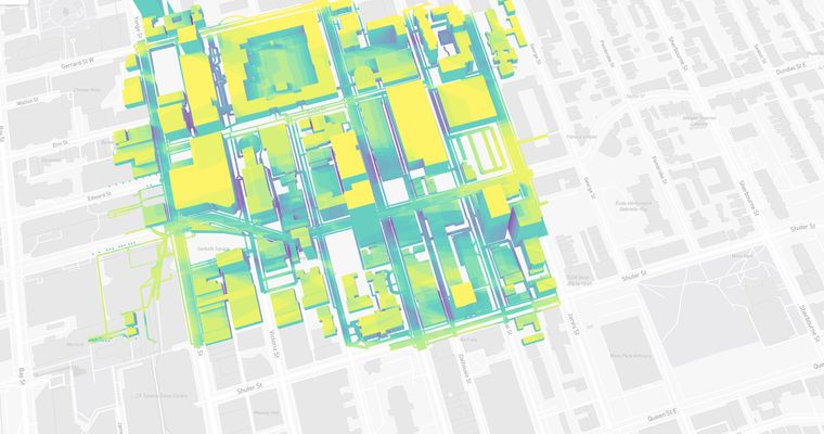 Sun-hours map on buildings and streets in CityDigitalTwin